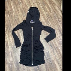 Dereon hooded long sleep zip up dress